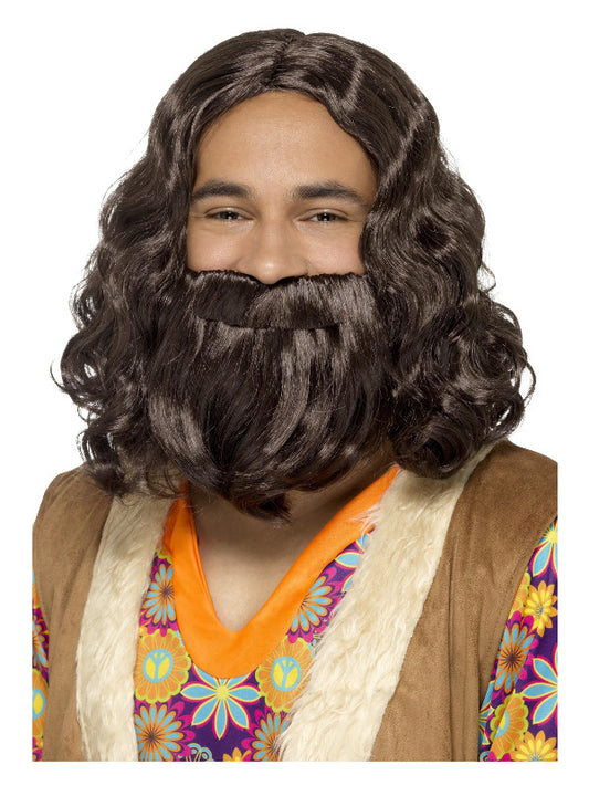 HippieJesus Wig  Beard Set Brown