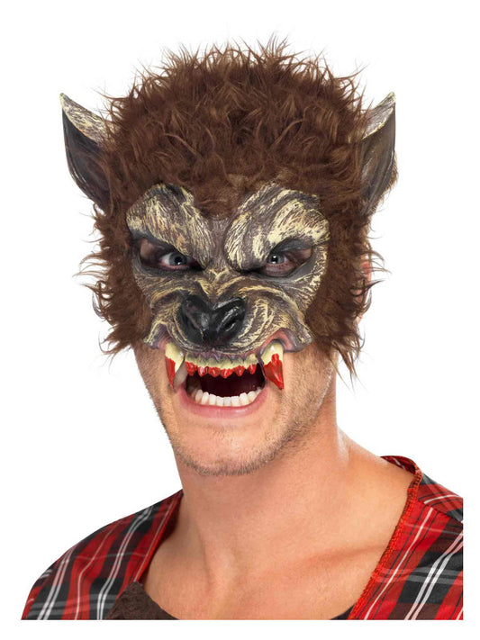 Werewolf Half Face Latex Mask Brown