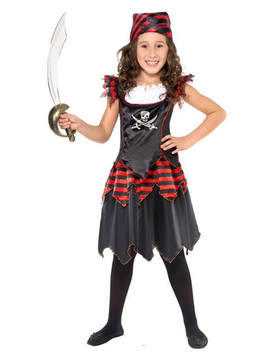 Kids Pirate Skull  Crossbones Girl Costume Black