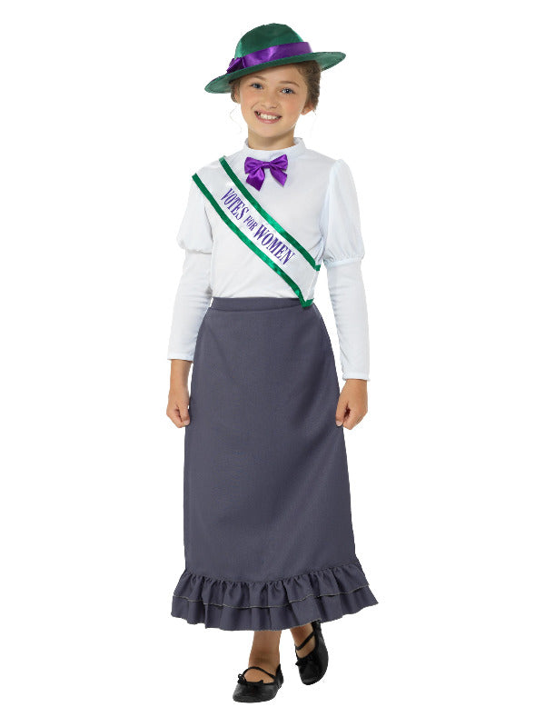 Kids Victorian Suffragette Costume Grey