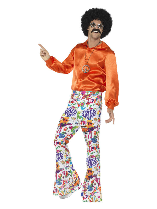 60s Groovy Flared Trousers Mens MultiColoured