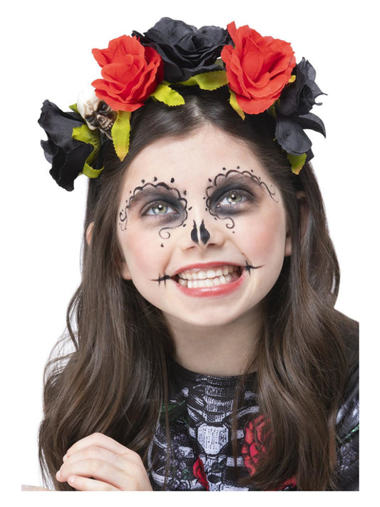 Kids Kids DOTD Black  Red Rose Headband