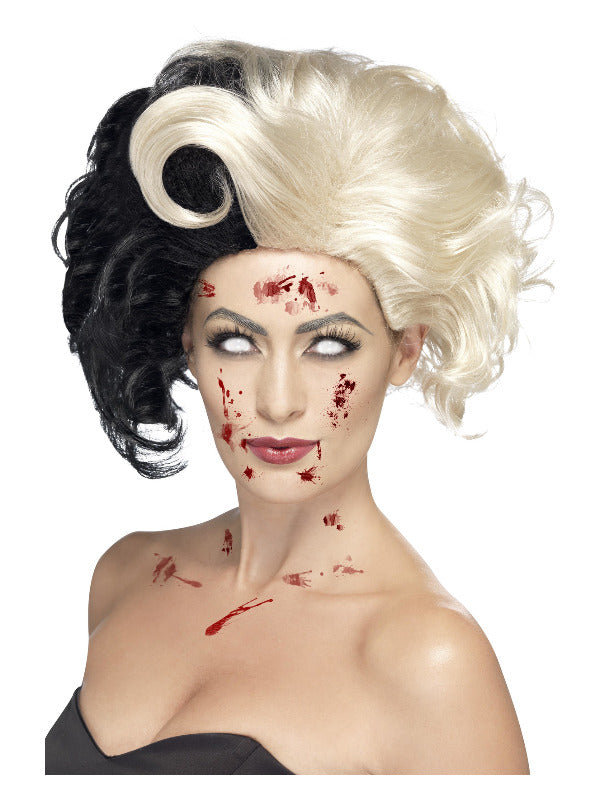Deluxe Evil Madame Wig Black  Blonde