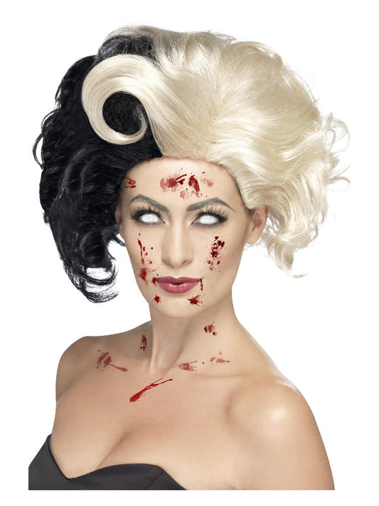 Deluxe Evil Madame Wig Black  Blonde
