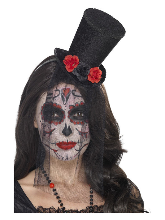 Day of the Dead Mini Top Hat Black