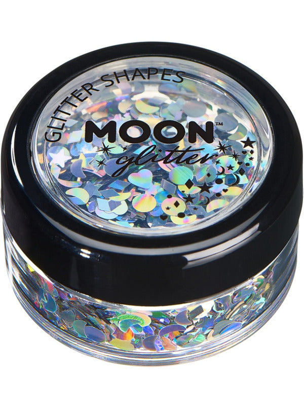 Adult Moon Glitter Holographic Glitter Shapes Silver