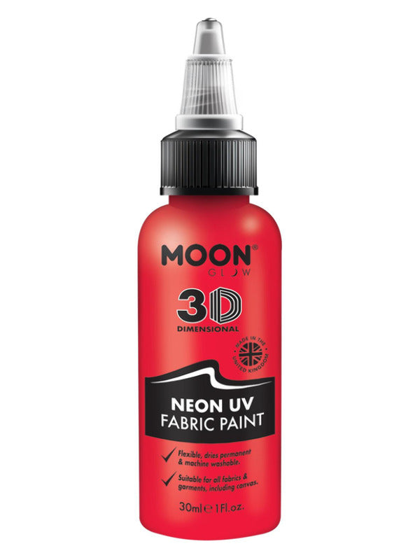 Adult Moon Glow  Neon UV Intense Fabric Paint Red