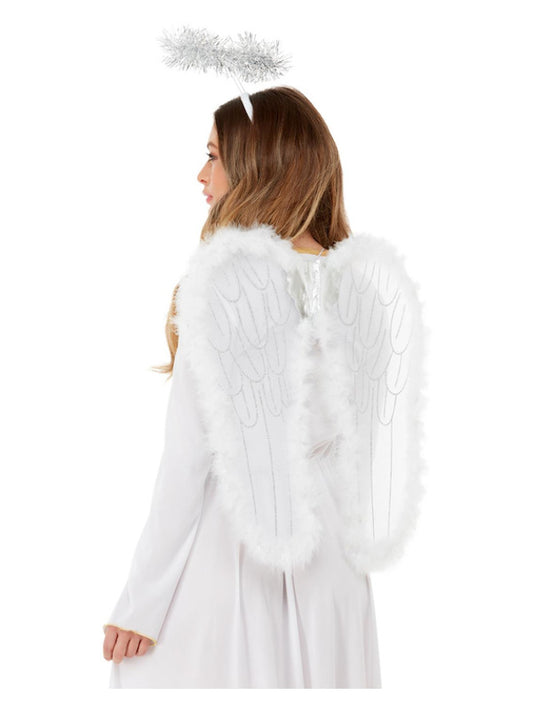 Angel Set Wings  Halo with Marabou White