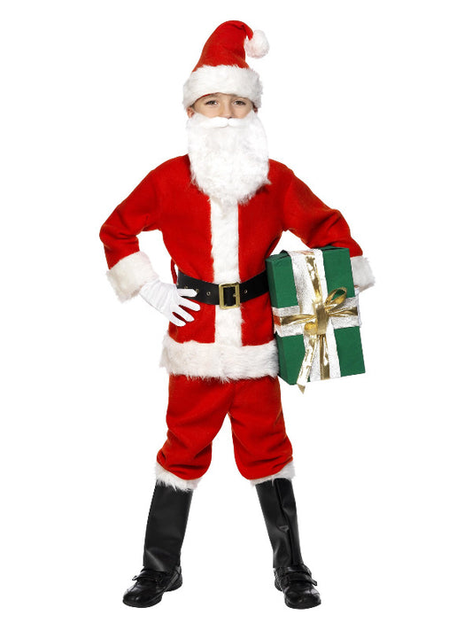 Kids Deluxe Santa Costume  Beard Red