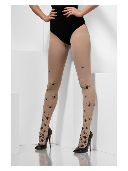 Opaque Tights with Spiders Nude  Black