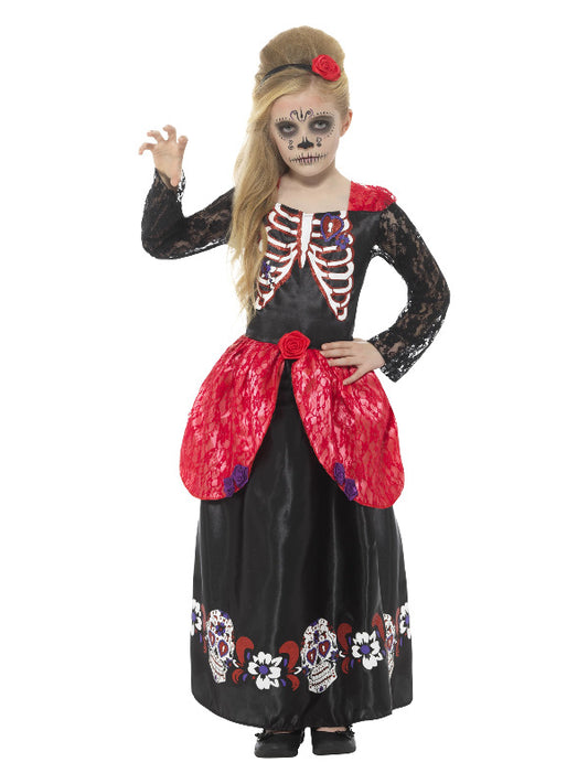 Kids Deluxe Day of the Dead Girl Costume Black