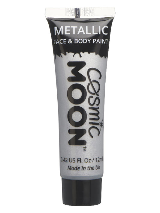 Adult Cosmic Moon Metallic Face  Body Paint Silver