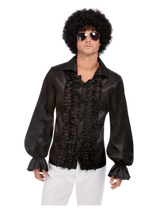 60s Ruffled Shirt Black