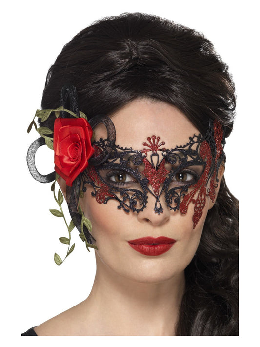 Day of the Dead Metal Filigree Eyemask Black