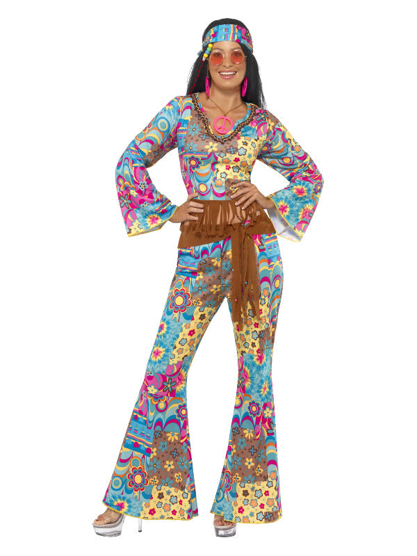 Hippy Flower Power Costume MultiColoured