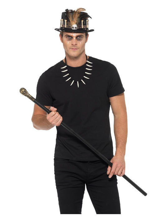 Voodoo Kit with Feather Top Hat Black