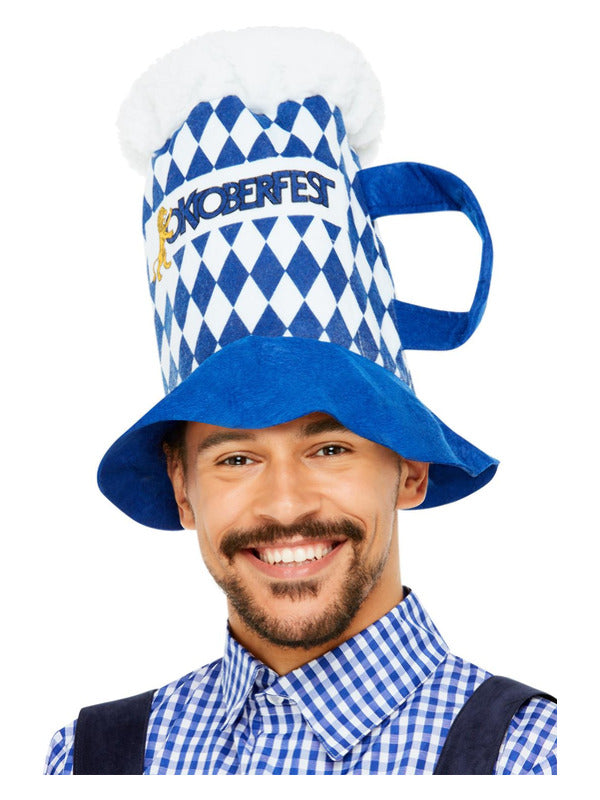 Beer Festival Beer Hat Blue   White Chequered