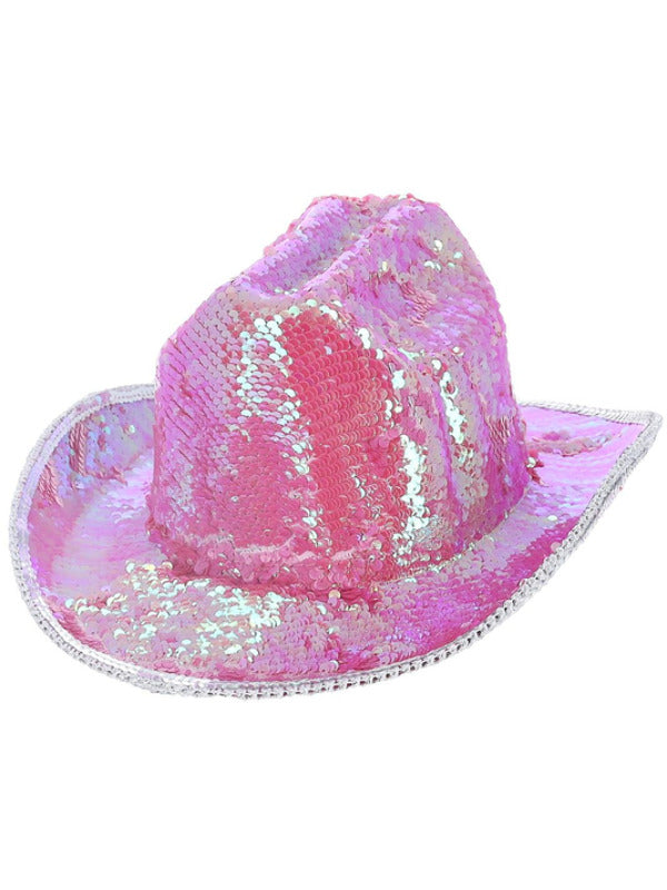 Fever Deluxe Sequin Cowboy Hat Iridescent Pink