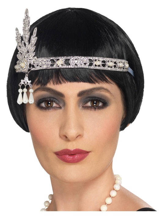 Adult Flapper Headband Silver