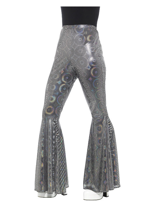 70s Disco Flared Trousers Ladies Silver