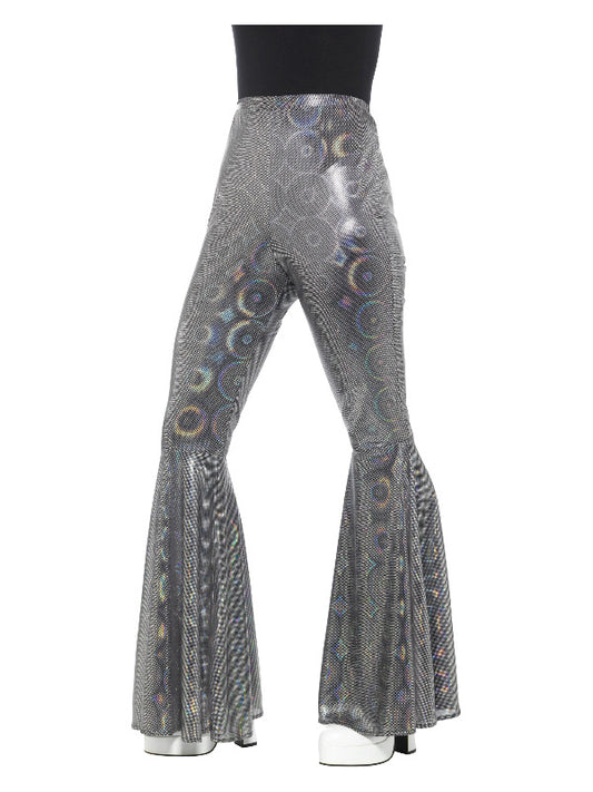 70s Disco Flared Trousers Ladies Silver
