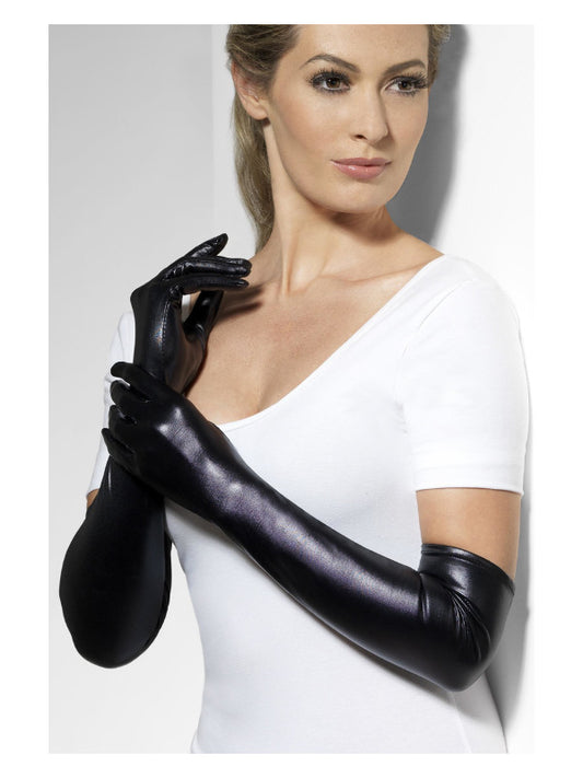Gloves Wet Look Black