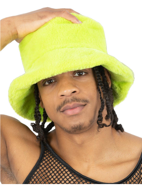 90s Green Fur Bucket Hat