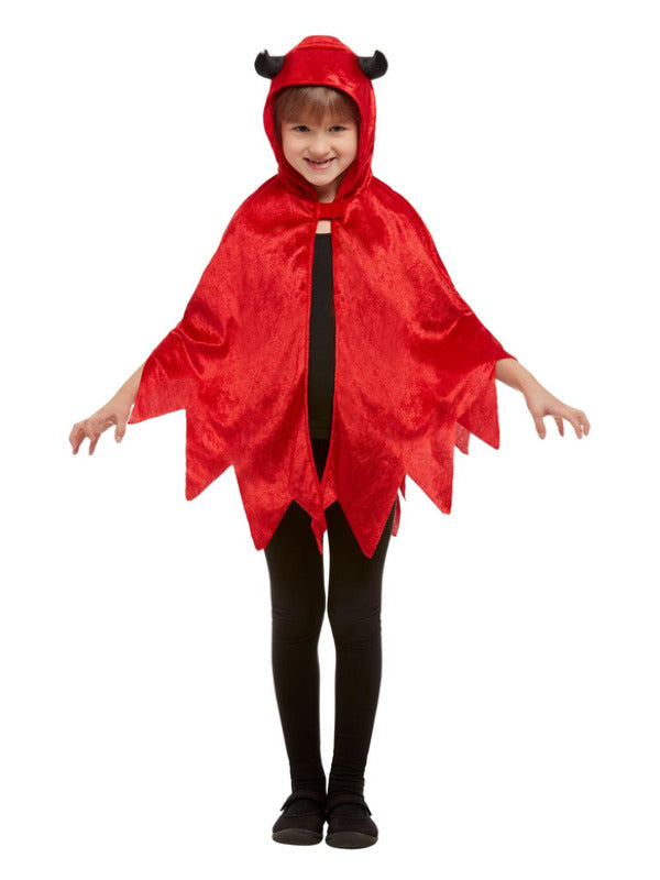 Kids Devil Hooded Cape Red