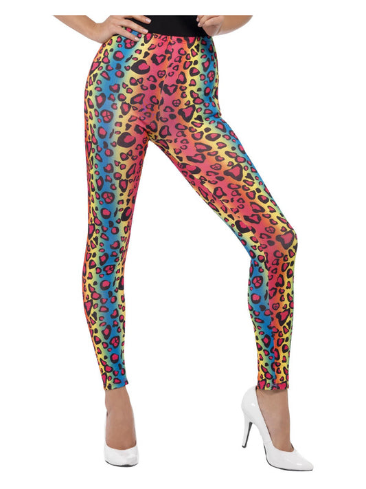 Neon Leopard Print Leggings MultiColoured