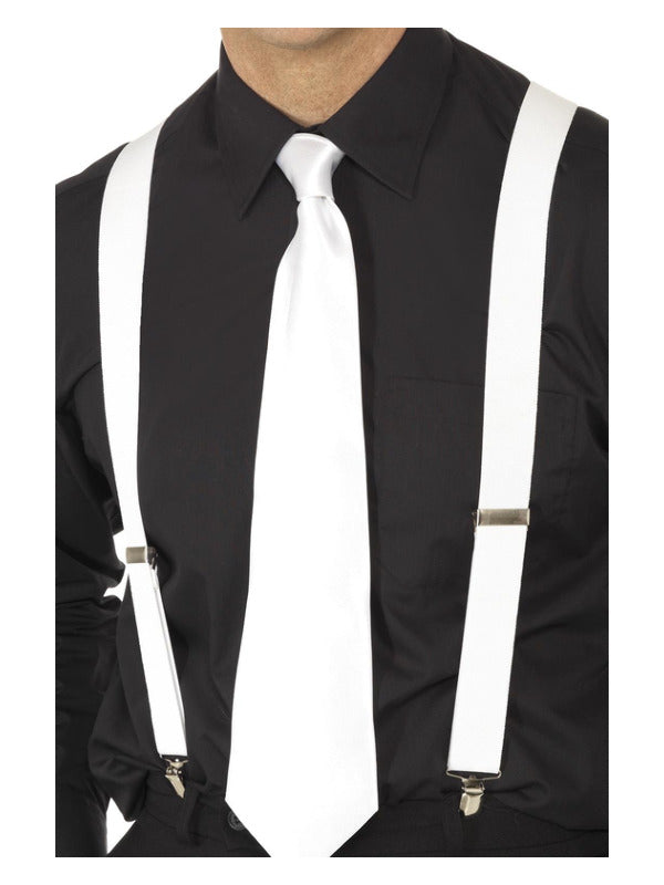 White Elasticated Braces White