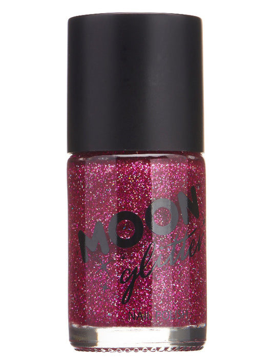Adult Moon Glitter Holographic Nail Polish Fuchsia