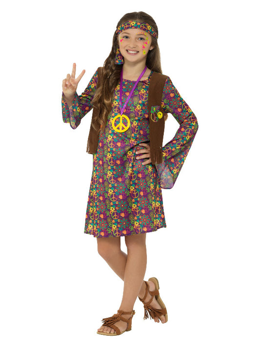 Kids Hippie Girl Costume with Dress MultiColoured