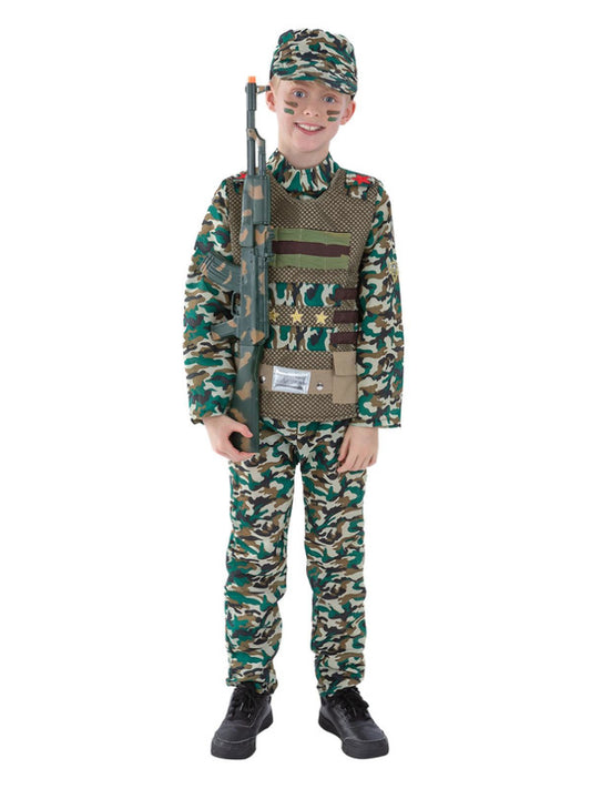 Kids Camouflage Military Boy Costume Green