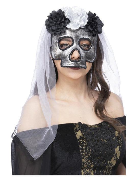 Skull Bride Mask with Veil