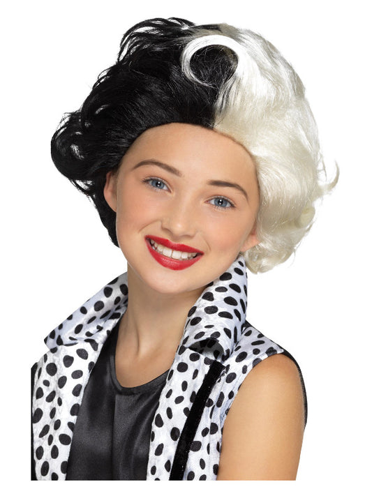 Kids Evil Madame Wig Black  White